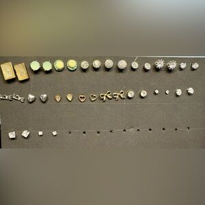 Chic Gold, Silver, and Rhinestone Earring Collection 18 pairs.